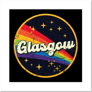 Glasgow // Rainbow In Space Vintage Grunge-Style Posters and Art